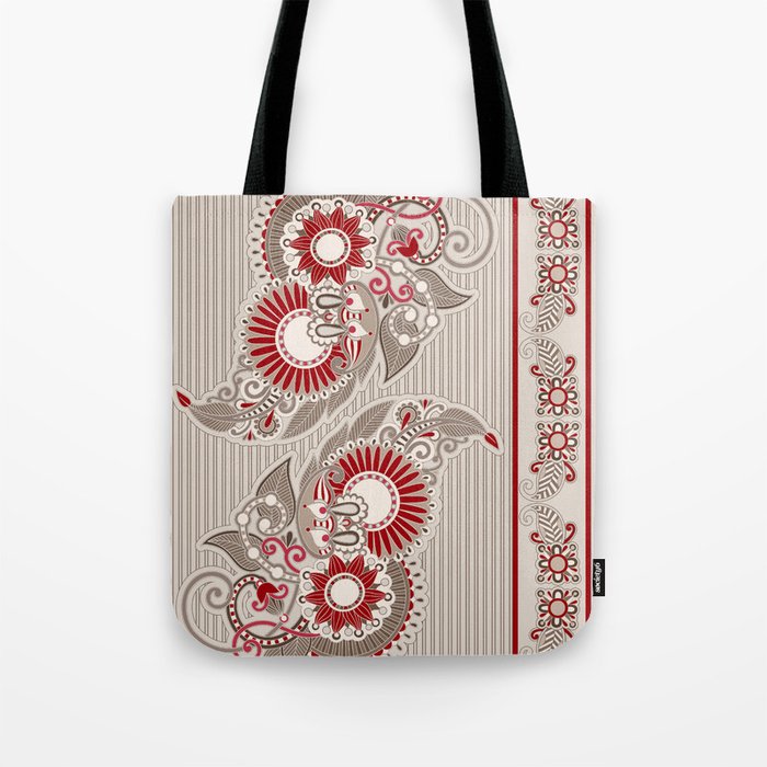 Paisley Ornament Beige and Red Tote Bag
