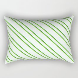 [ Thumbnail: Mint Cream, Forest Green, and Green Colored Striped/Lined Pattern Rectangular Pillow ]