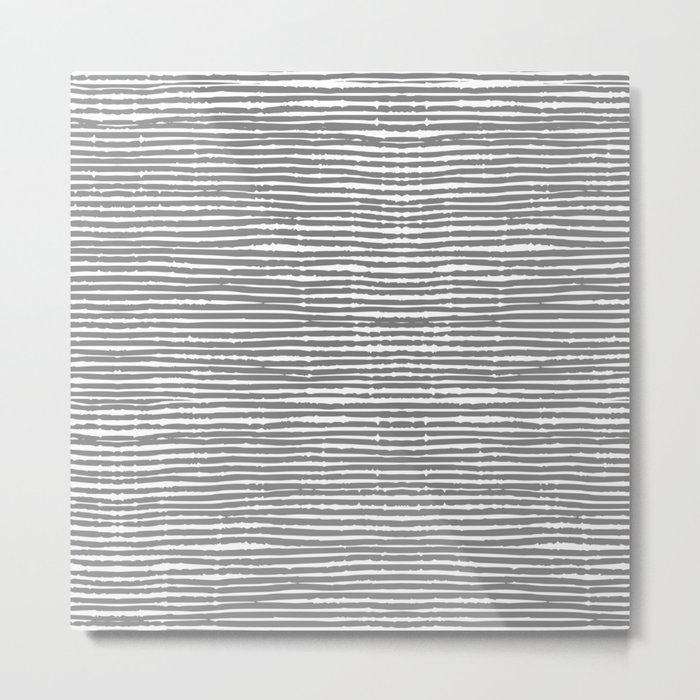 Stone Grey Striped Abstract Pattern Metal Print