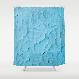 background wall with blue cracked plaster Shower Curtain