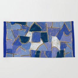 Bauhaus Paul Klee Blue Night Painting Abstract Mid century modern Geometry  Beach Towel