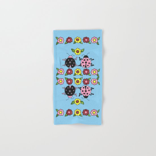Ladybugs in Pink & Black Hand & Bath Towel