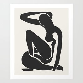 Matisse Abstract Female Nude Black and Beige Mid Century Art Decor Art Print