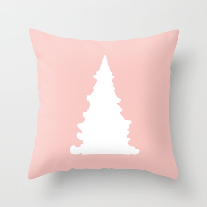 Minimalist Christmas tree silhouette on light pink Throw Pillow by ARTbyJWP | society6.com