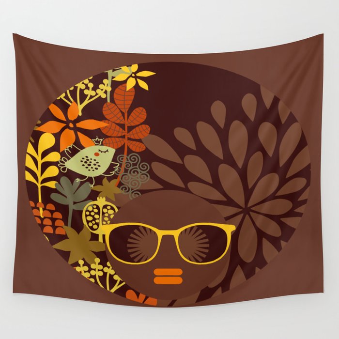 Afro Diva : Sophisticated Lady Retro Brown Wall Tapestry