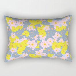 Pastel Spring Flowers on Sky Blue Rectangular Pillow
