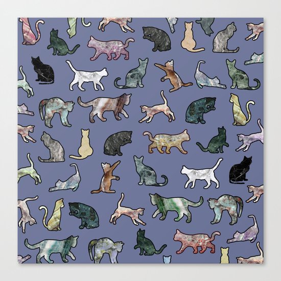 Cats shaped Marble - Violet Blue Canvas Print