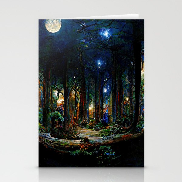 During a full moon night Stationery Cards
