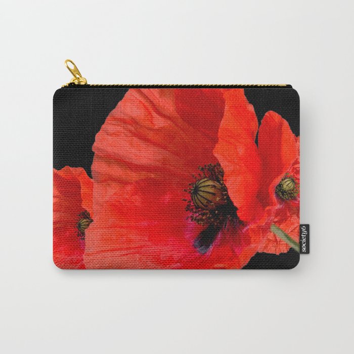 Poppies on Black Carry-All Pouch