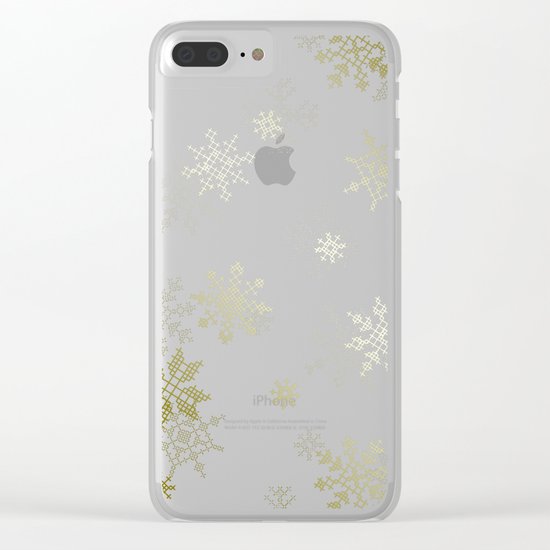 Gold Snowflakes Clear iPhone Case