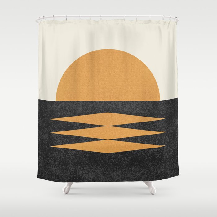Sunset Geometric Midcentury style Shower Curtain