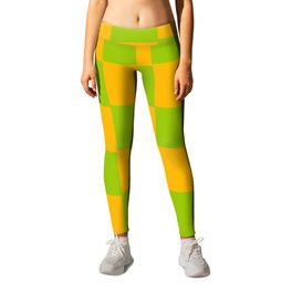 Lime Green & Golden Yellow Chex 2 Leggings | Citrus, Geometric, Checkers, Squares, Checkered, Golden, Pattern, Lime, Havocgirl, Patterned 