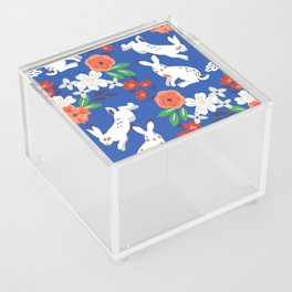 Blue White Spring Bunny Floral Garden Acrylic Box