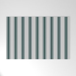 [ Thumbnail: Light Grey and Dark Slate Gray Colored Lines/Stripes Pattern Welcome Mat ]