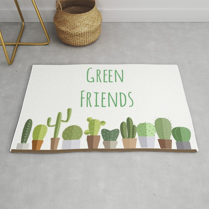 Cactuses poster: Green friends Rug