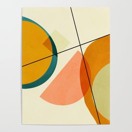 mid century geometric shapes painted abstract III Poster