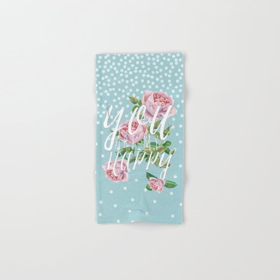 You are my happy- Roses Rose Flowers Polkadots - Vintage Design #Society6 Hand & Bath Towel