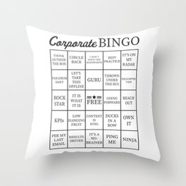 Corporate Jargon Buzzword Bingo Card Throw Pillow