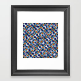 Retro Flower Tile Pattern - Hummingbird Charm Framed Art Print