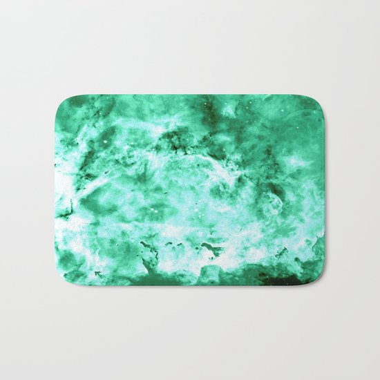 Sea Green Nebula Waves Bath Mat