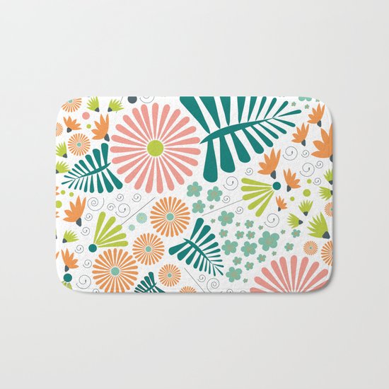 Whimsical flowers Bath Mat