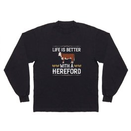 Hereford Cow Cattle Bull Beef Farm Long Sleeve T-shirt