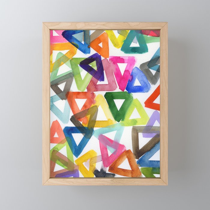 geometric shapes: rainbow triangels Framed Mini Art Print