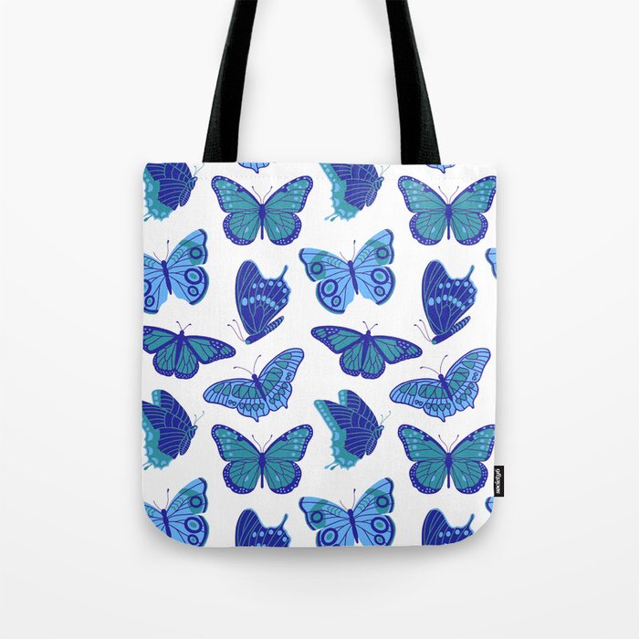 Texas Butterflies – Blue and Teal Pattern Tote Bag