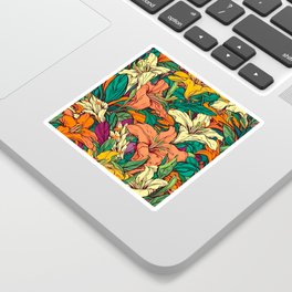 Patrón de Flores de Lirio Sticker