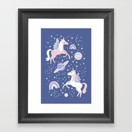 Candy Coated Space Unicorns Framed Art Print