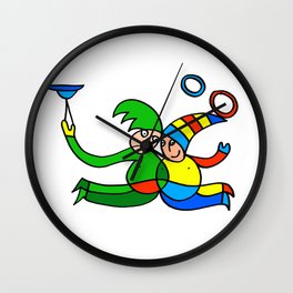Twin Jugglers in Color for Kids "Drawings for Kids" Wall Clock
