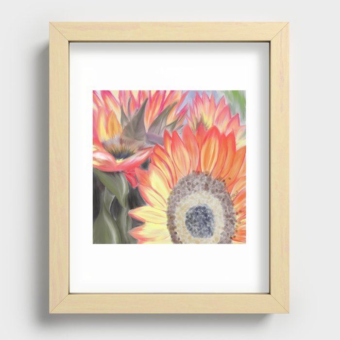 Fall Sunflowers Recessed Framed Print