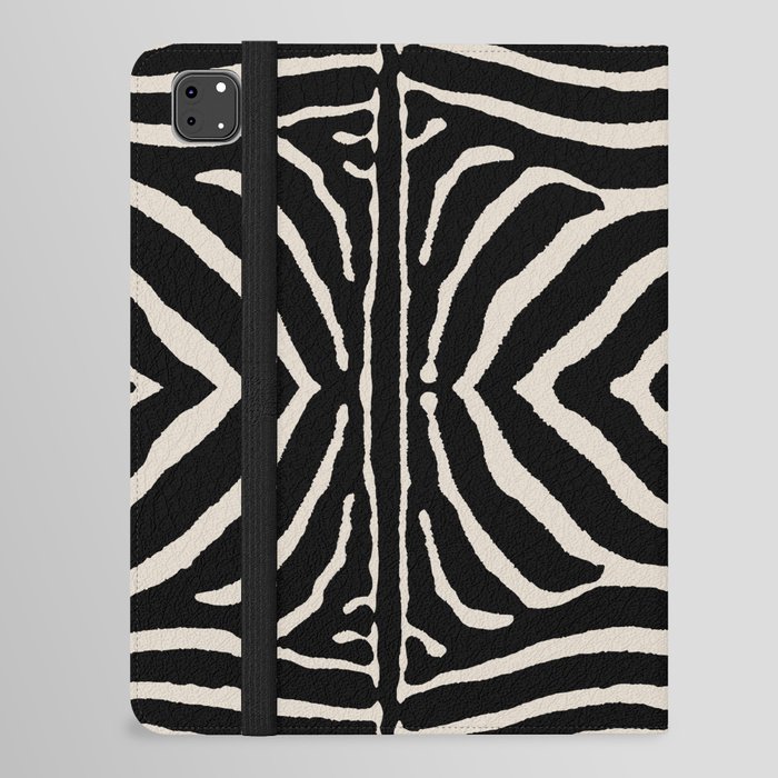 Zebra Wild Animal Print 724 Black and Linen White iPad Folio Case