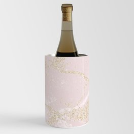 Elegant modern blush pink gold pastel marble Wine Chiller