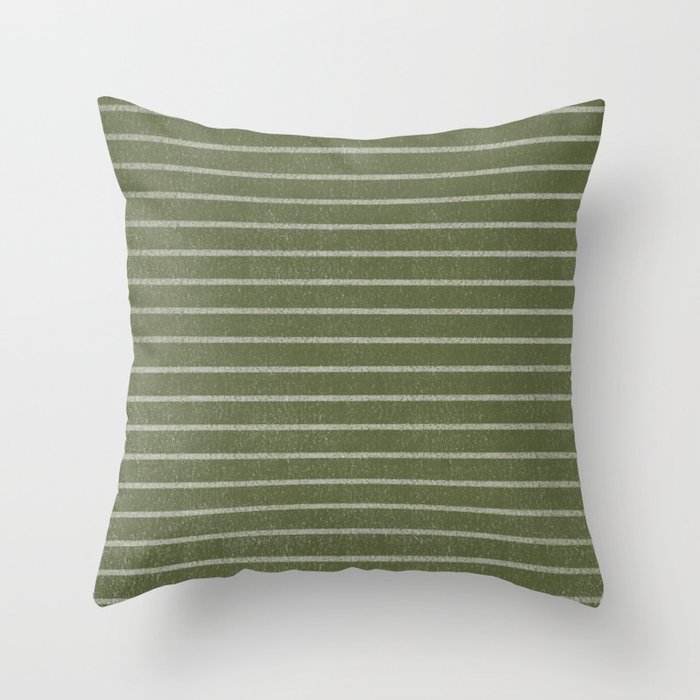 Classic Stripe (Moss Green) Throw Pillow