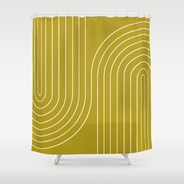 Minimal Line Curvature XVII Chartreuse Mid Century Modern Arch Abstract Shower Curtain