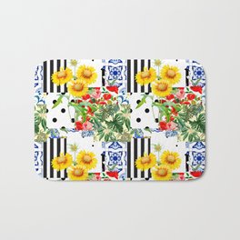 Italian,Sicilian art,patchwork,summer Flowers Bath Mat