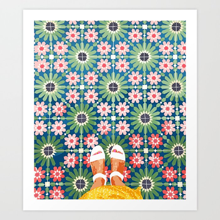 For The Love of Tiles | Moroccan Modern Bohemian Décor | Exotic Travel Watercolor Painting Art Print