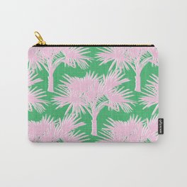 Retro Palm Trees Pastel Pink and Kelly Green Carry-All Pouch