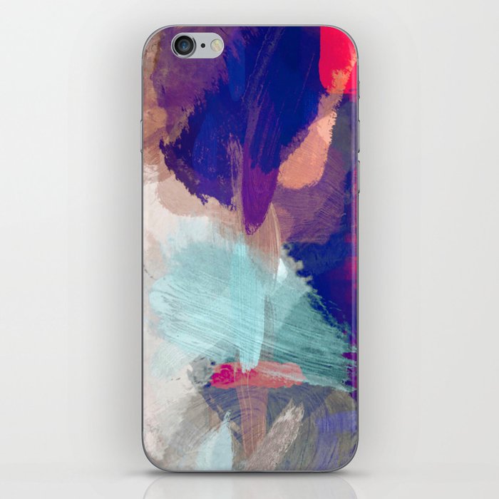 abstract splatter brush stroke painting texture background in blue pink purple iPhone Skin