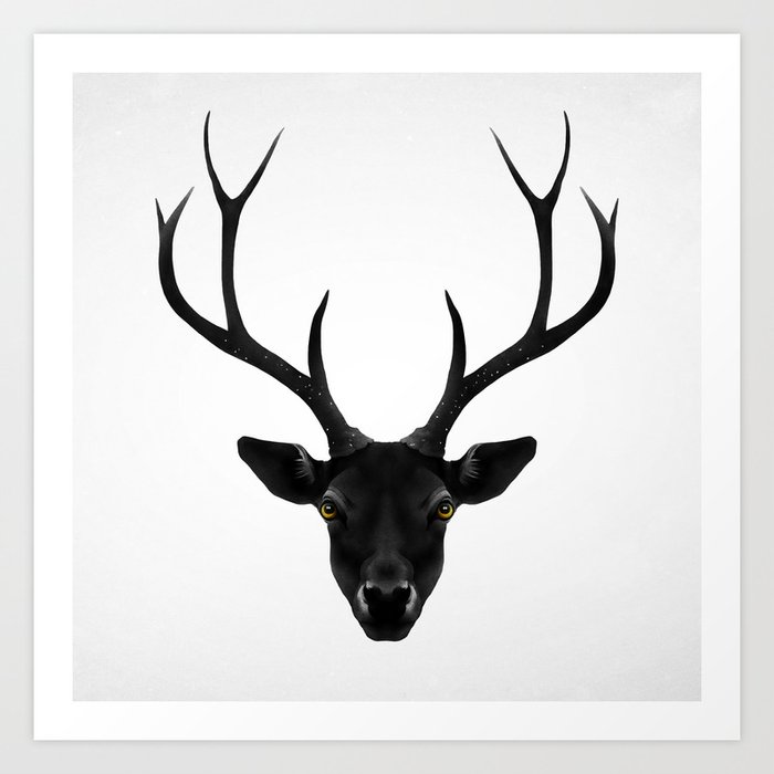 The Black Deer Art Print