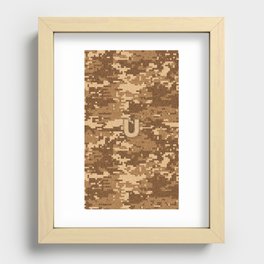 Personalized  U Letter on Brown Military Camouflage Army Commando Design, Veterans Day Gift / Valentine Gift / Military Anniversary Gift / Army Commando Birthday Gift  Recessed Framed Print