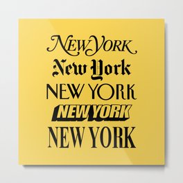 New York City Yellow Taxi and Black Typography Poster NYC Metal Print
