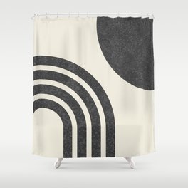 Mid Century Modern - Sun & Rainbow BW Shower Curtain