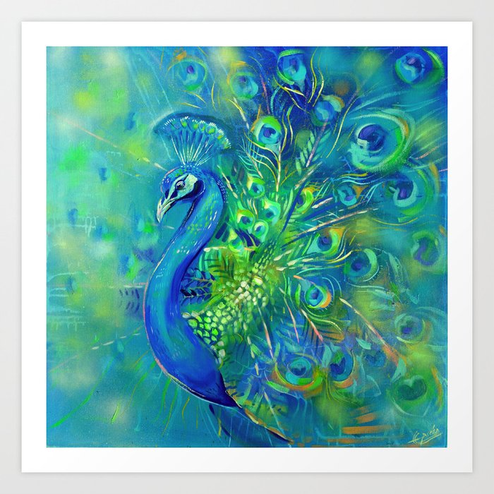 Indian Peacock Art Print by Emily Garces | Society6