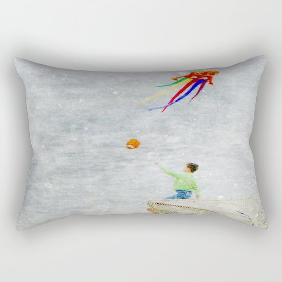 Boy at the beach Rectangular Pillow