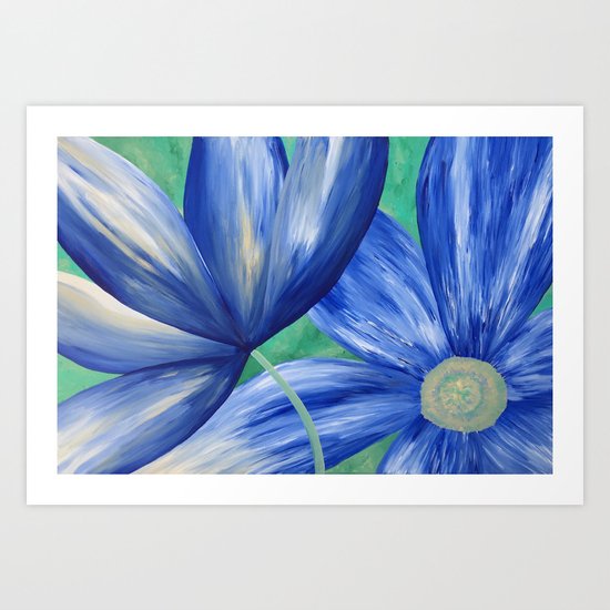 Large Blue Flowers Art Print