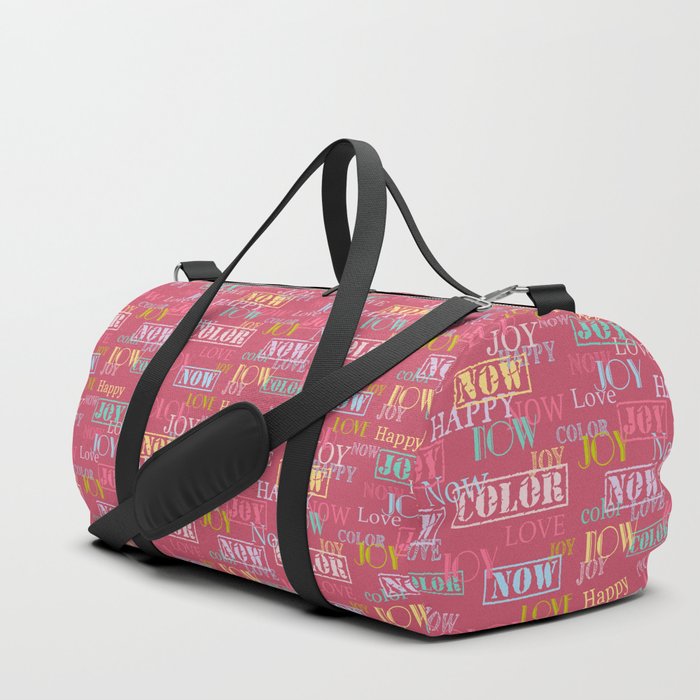 Enjoy The Colors - Colorful typography modern abstract pattern on  Terracotta Red color background  Duffle Bag
