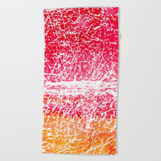 Red and yellow abstract texture Beach Towel