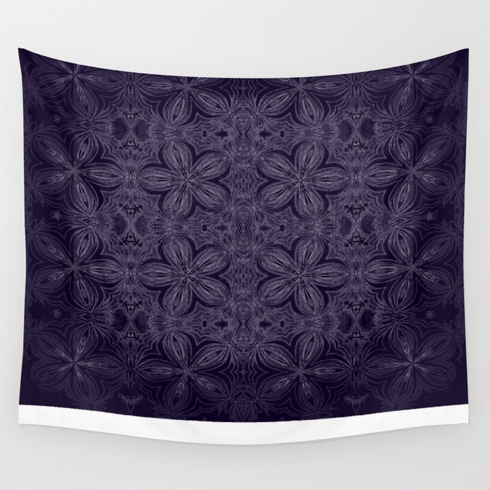 Dark Purple Delicate Flowers Wall Tapestry